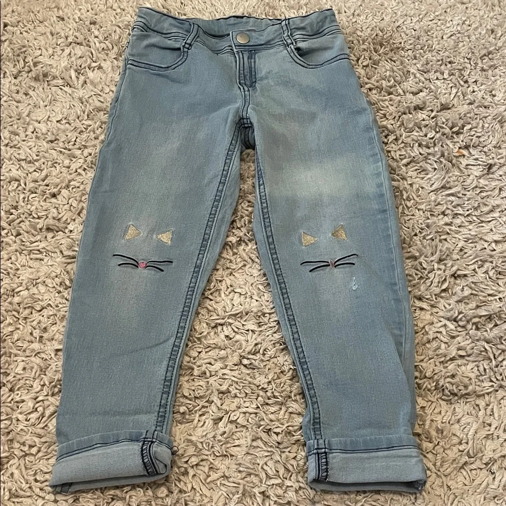 2018 Gymboree Outlet “Tails of the City” Cat Knee Jeans, Size 7